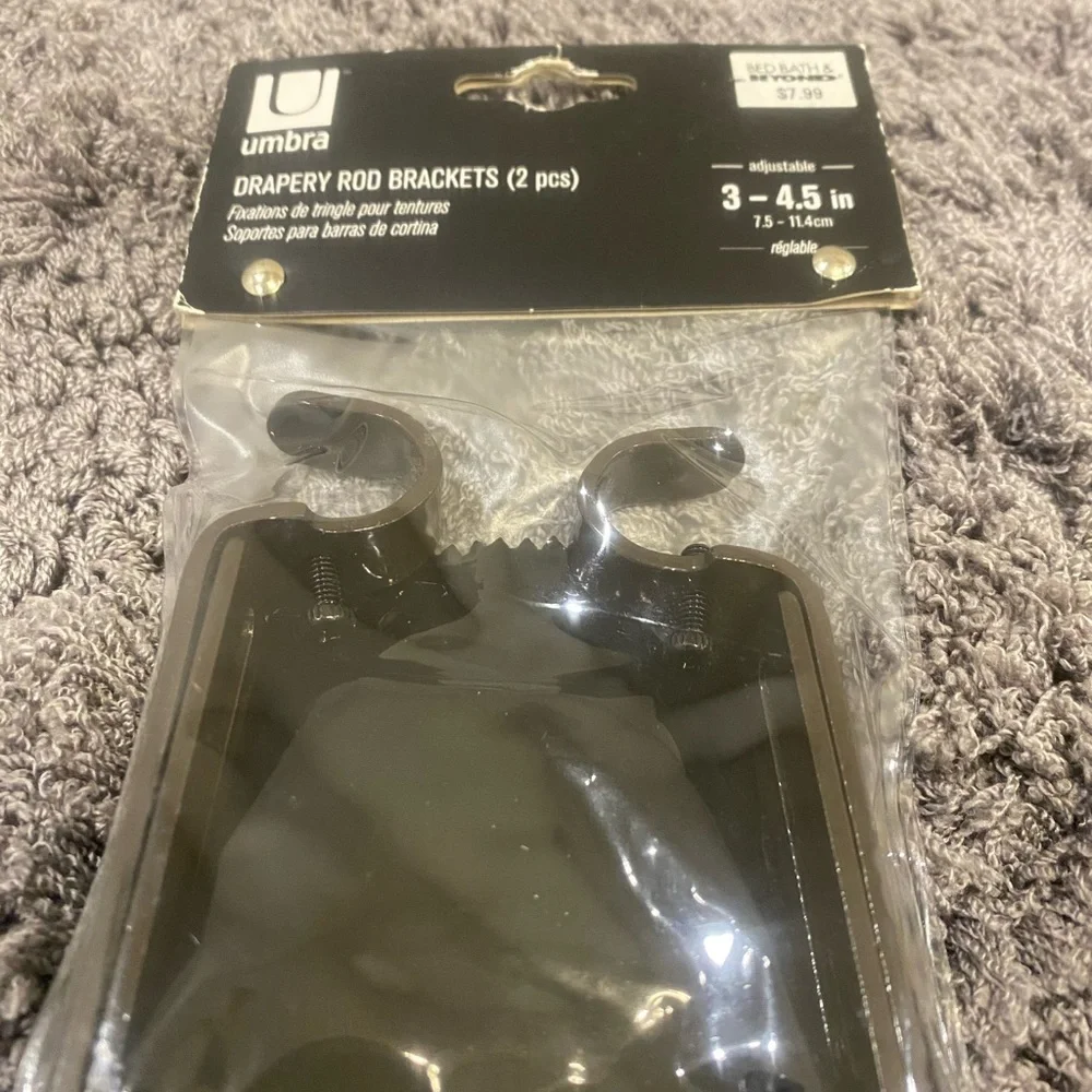 Umbra Espresso Adjustable Drapery Rod Brackets (2 pcs)-Adjustable 3”- 4.5”